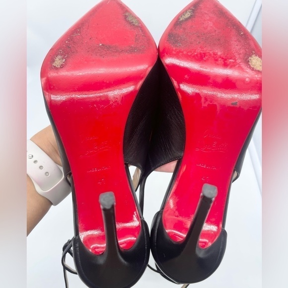 Christian Louboutin Black leather Mascara 100mm ankle strap pumps 41 - Picture 9 of 12